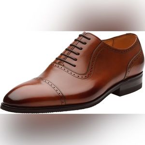 DAPPER SHOES CO. Handcrafted Genuine Leather Men's Cognac Oxford Leather Sz 8
